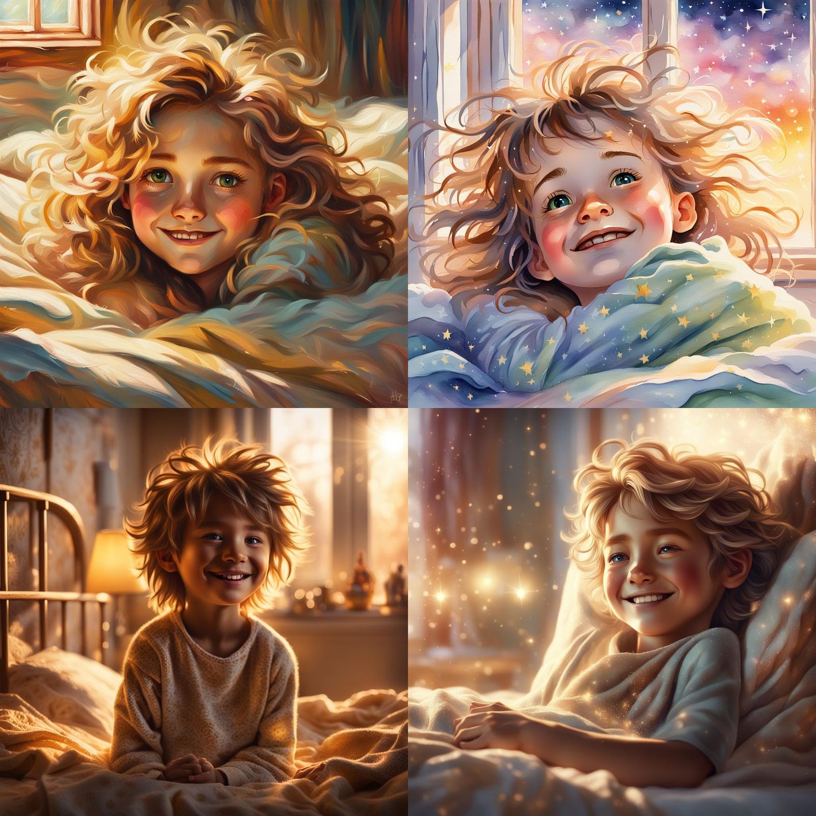 Child Waking Up in Sunlit Room: Matte Painting