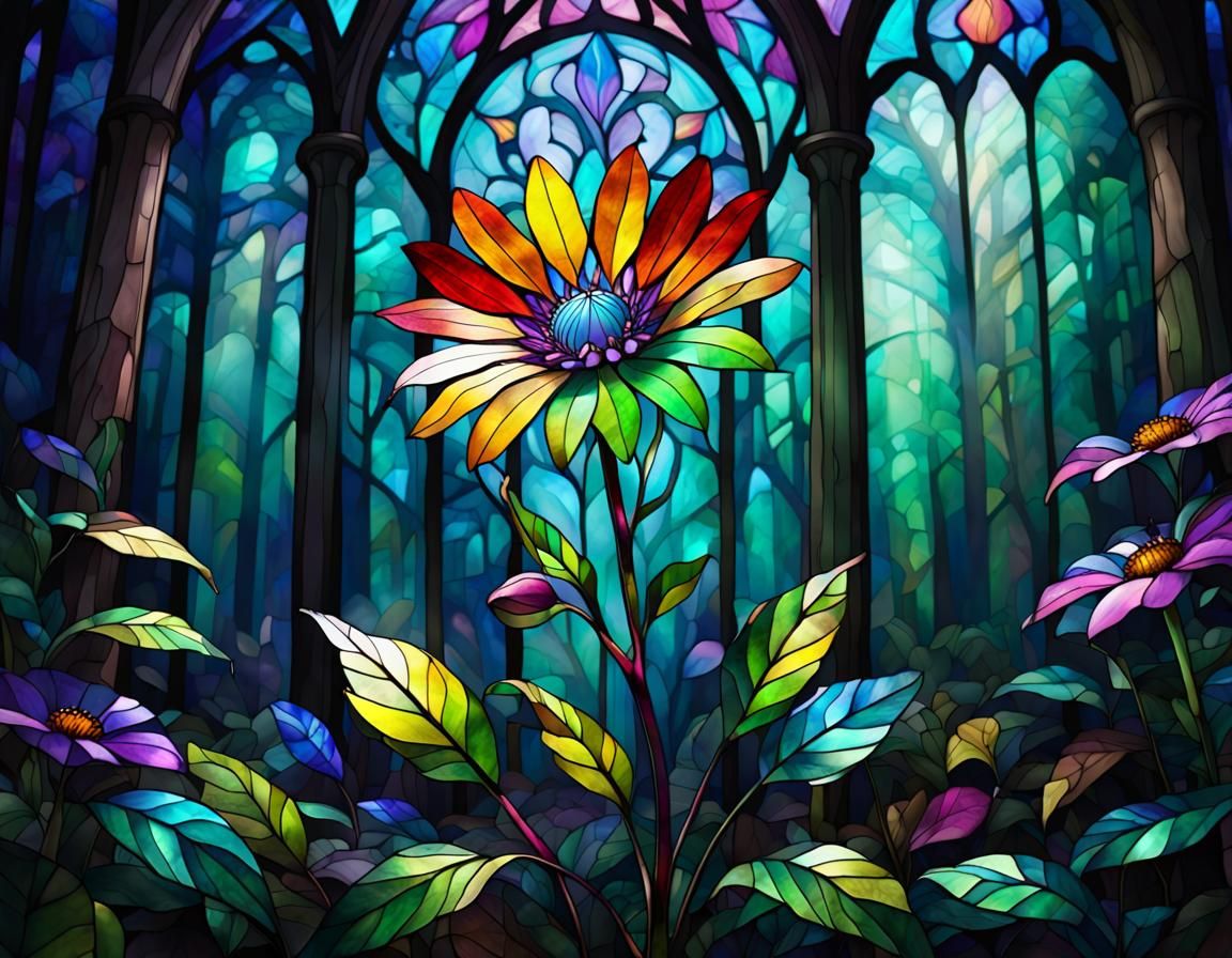 Enchanted Forest Wildflower with Stained Glass Petals
