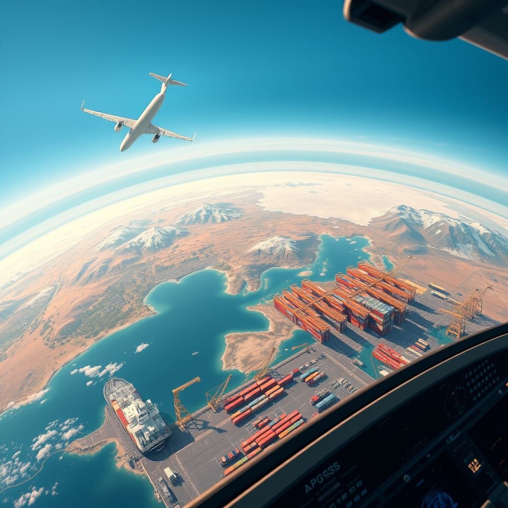 Hyper-Realistic Earth View from Cargo Aircraft Cockpit