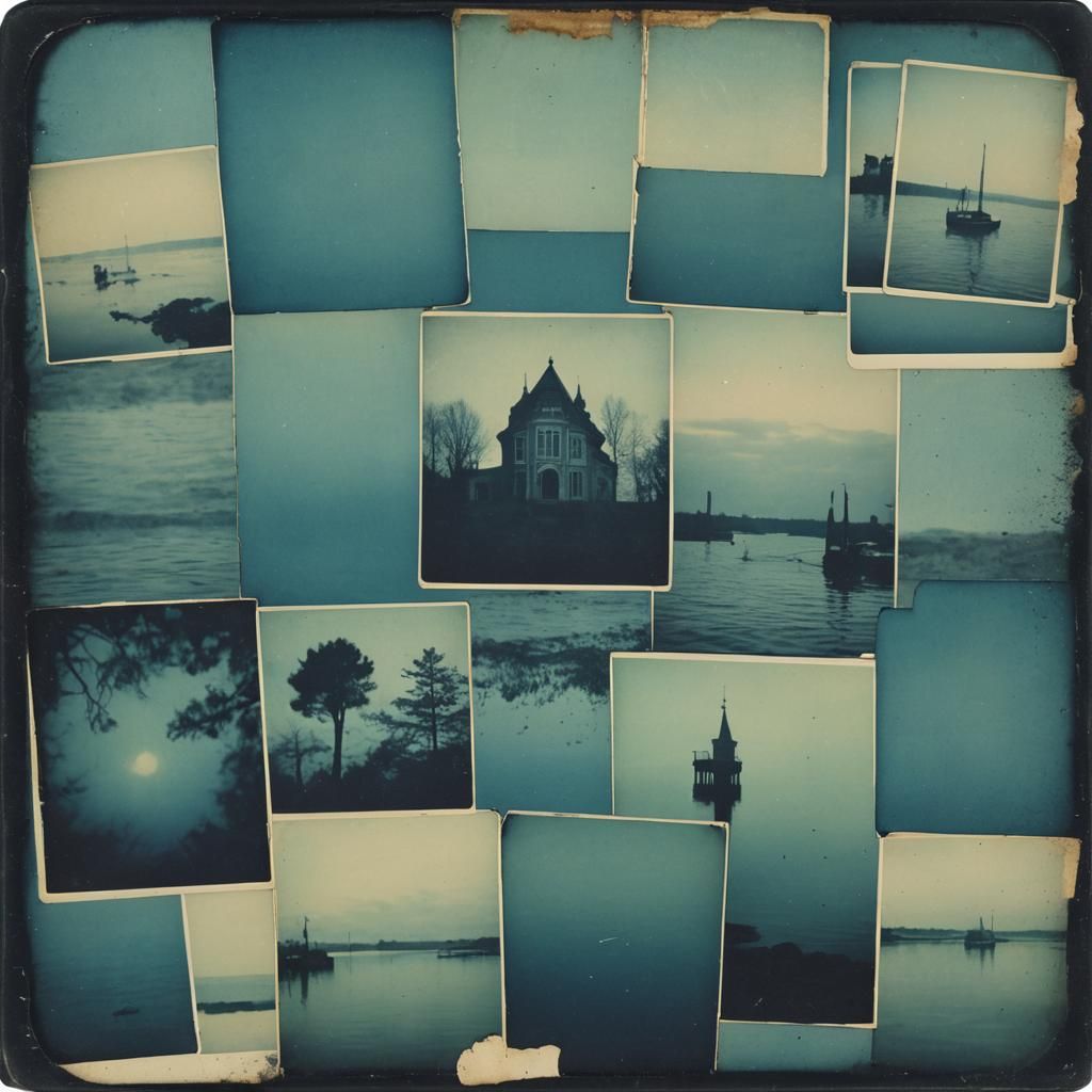 Dark Gothic Waters in Retro Polaroid Style