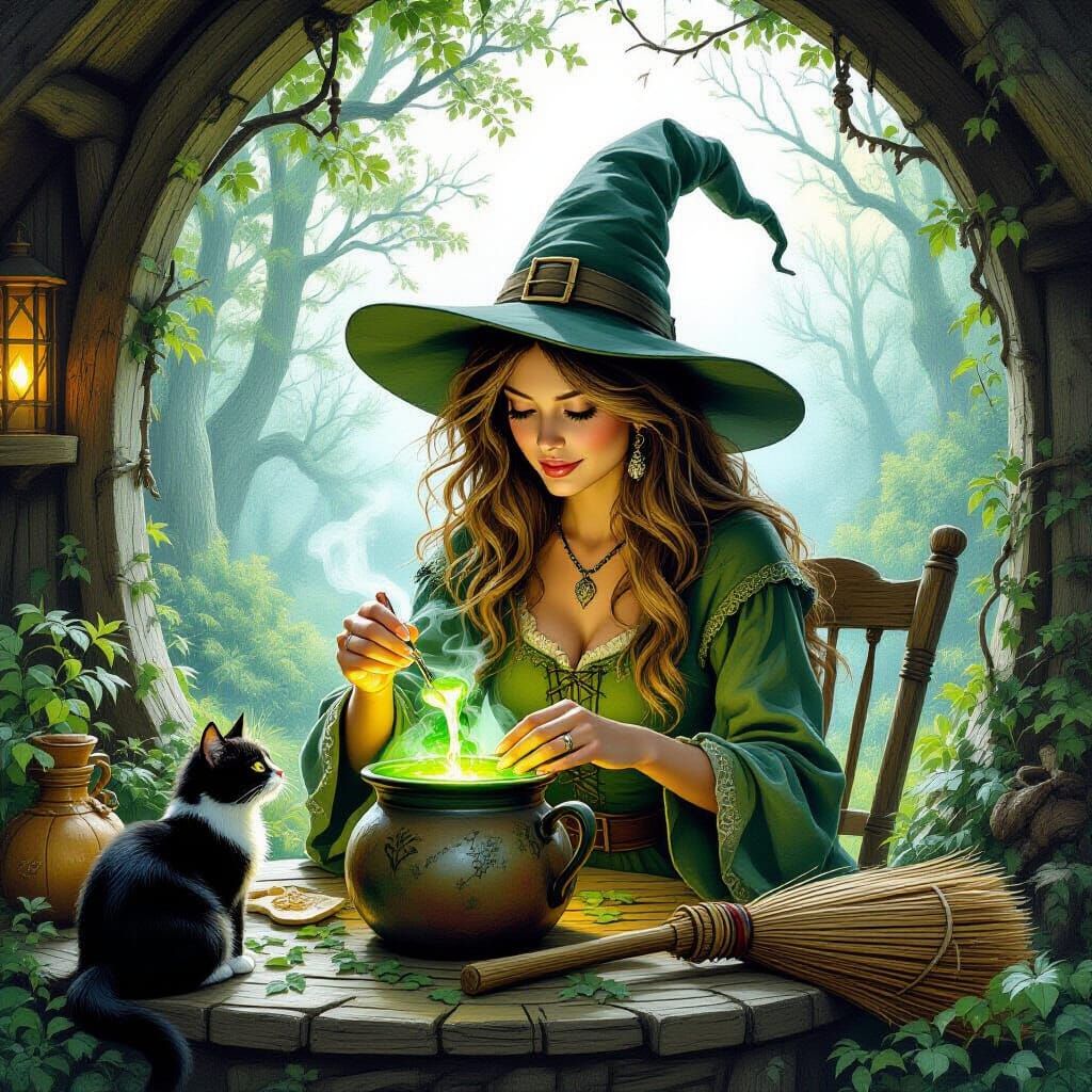 Enchanting Witch's Cottage Potion Scene