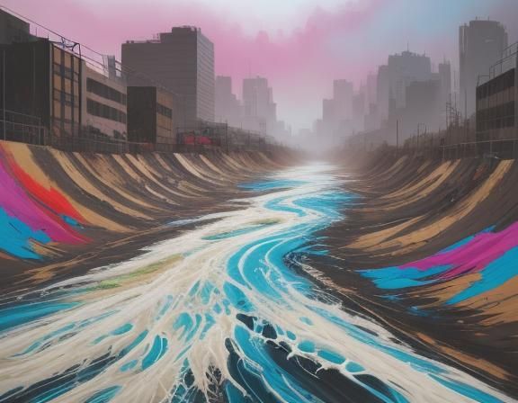 Raging River in Graffiti Street Art Style