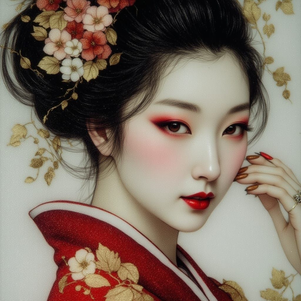 Geisha Portrait in Victoria Frances & Luis Royo Style