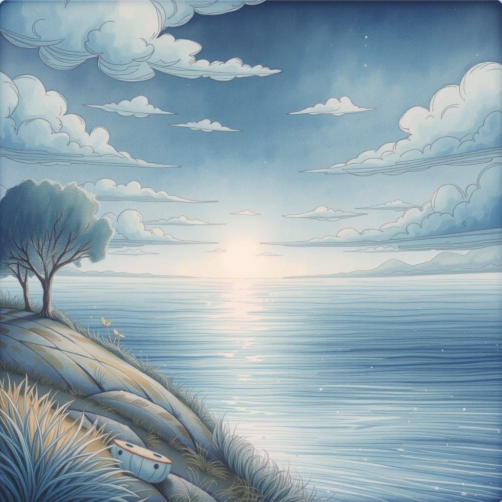 Dreamy Childhood Landscape in Watercolour Style