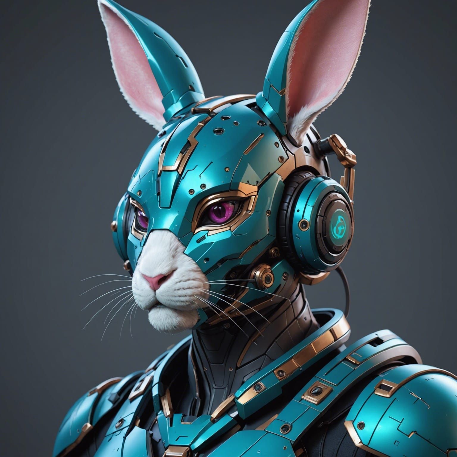 Cyberpunk Bunny Mask Portrait in 8K Resolution