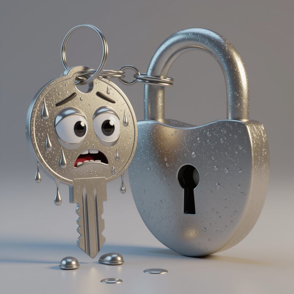 Nervous Key Character with Sweat Drops in 3D Render