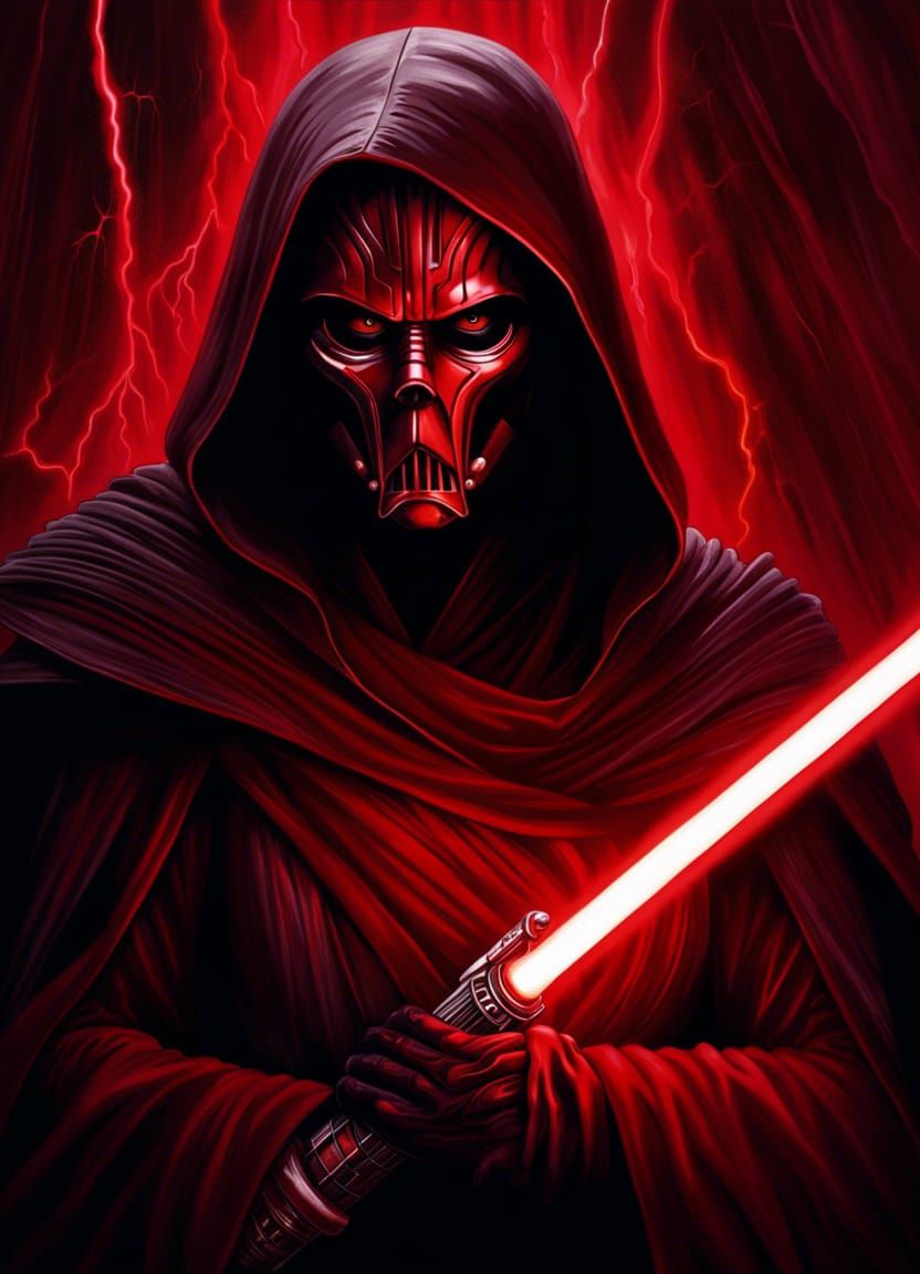 Chiss Sith Lord Portrait with Red Lightsaber