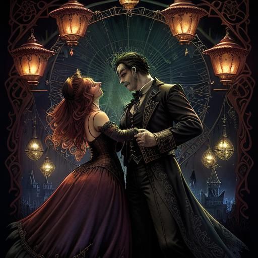 Steampunk Ferris Wheel in Mystical Victorian Carnival