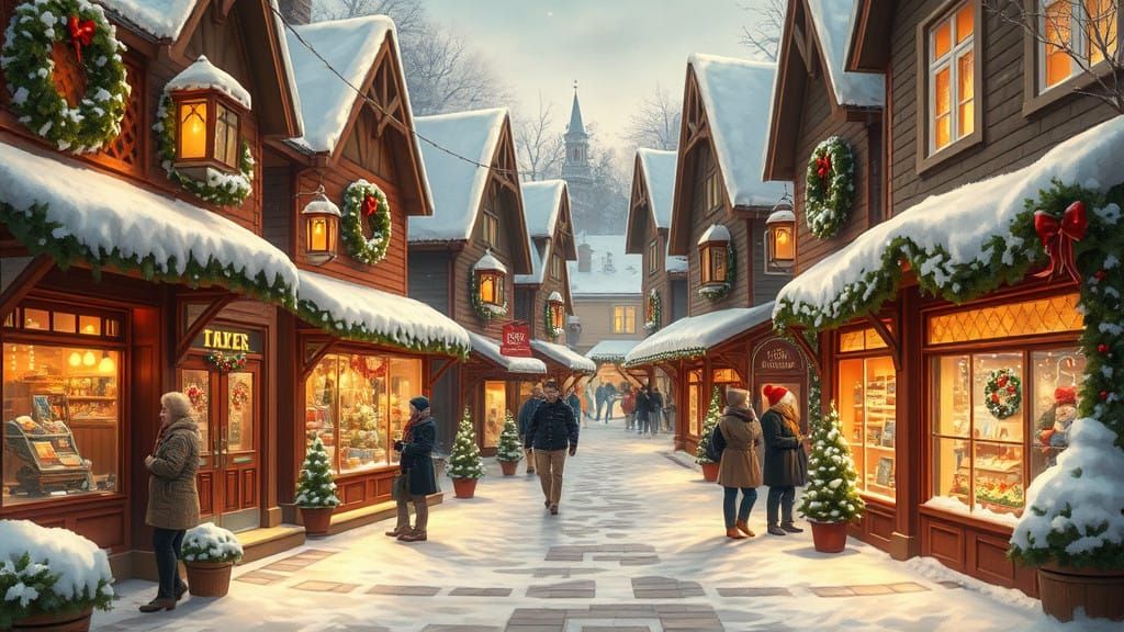 Whimsical Winter Wonderland Christmas Scene in Traditional S...