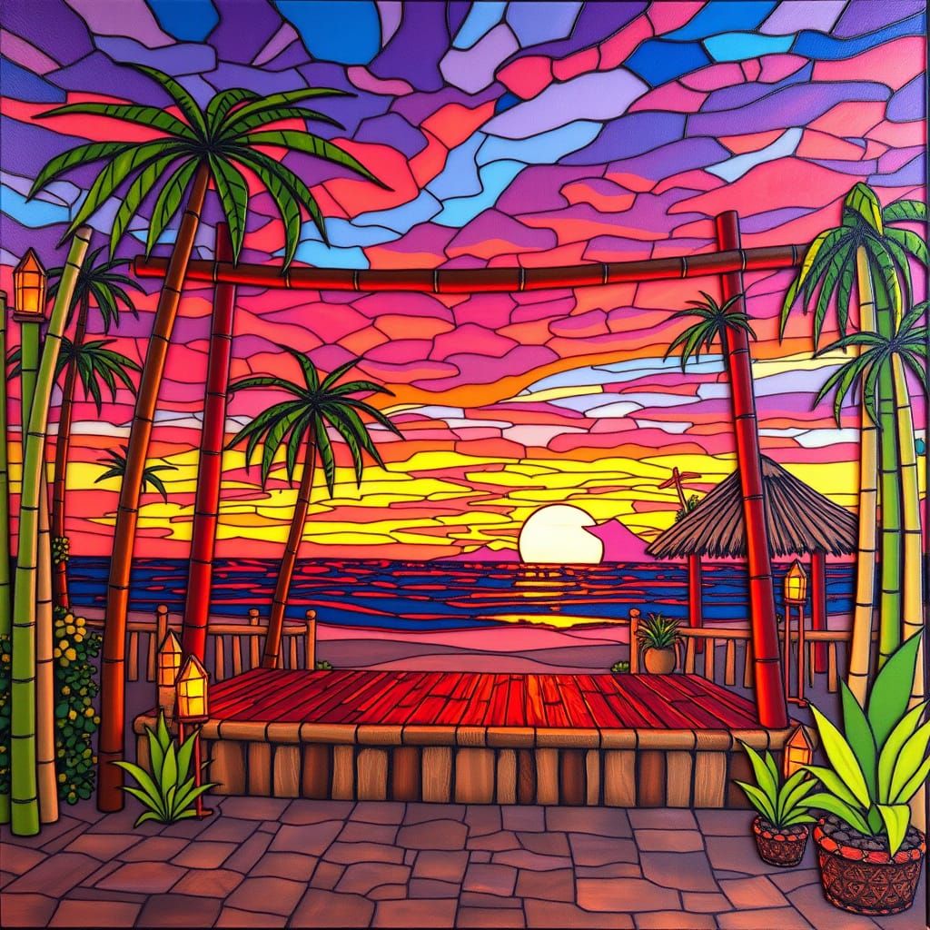 Sunset Luau Stage in Tiffany and Hanson Style