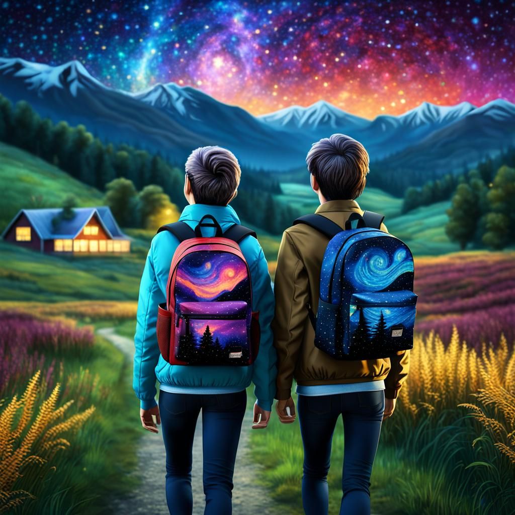 School Friends' Outdoor Adventure Under Starry Sky