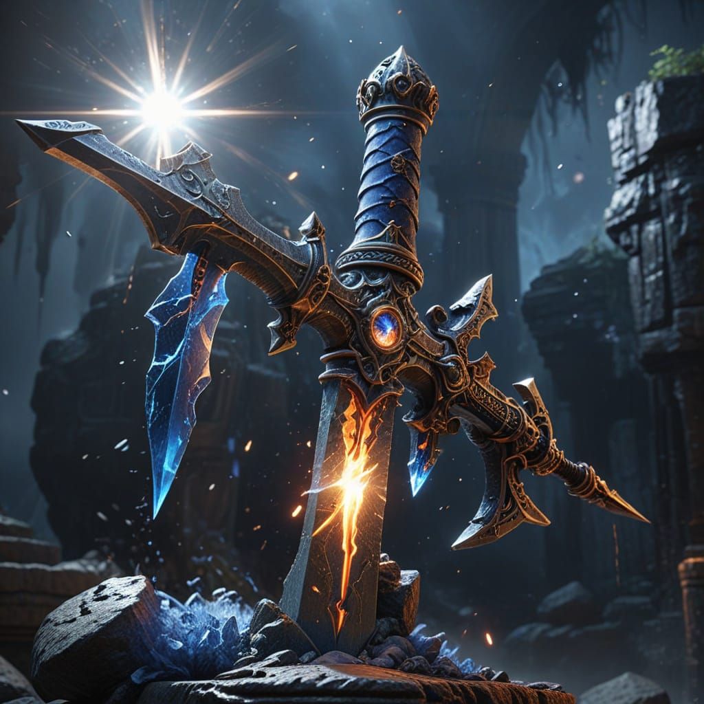 Epic Sword in Cinematic Lighting, 3D Masterpiece
