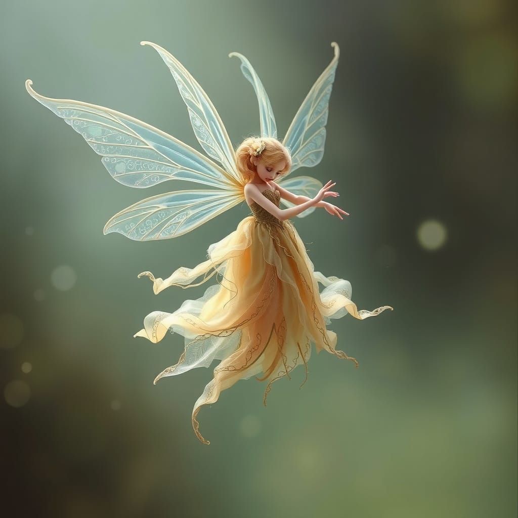 Ethereal Fairy in Flight, Fantasy Art