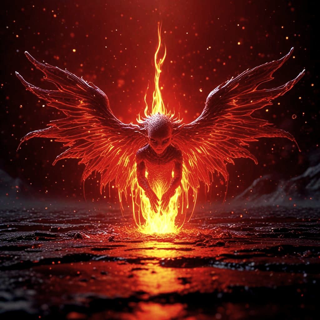 Cosmic Being with Starlight Wings and Binary Quasar Eyes