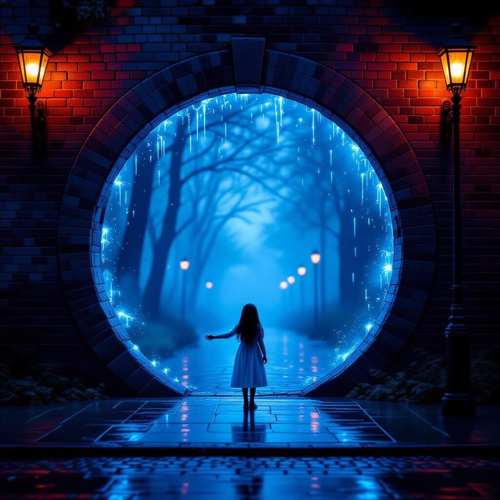 Magical Portal in Urban Fantasy Scene