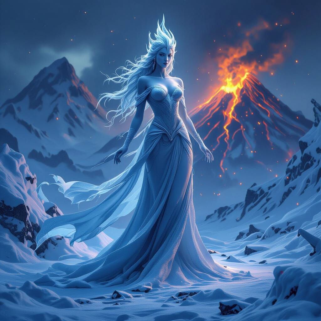 Goddess of Ice and Fire Between Worlds