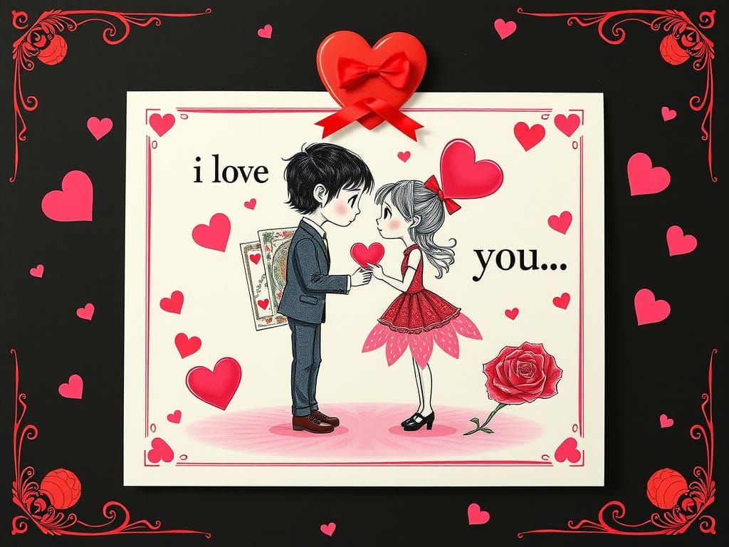 Surreal Psychedelic Valentine's Day Card in Dreamlike Aesthe...