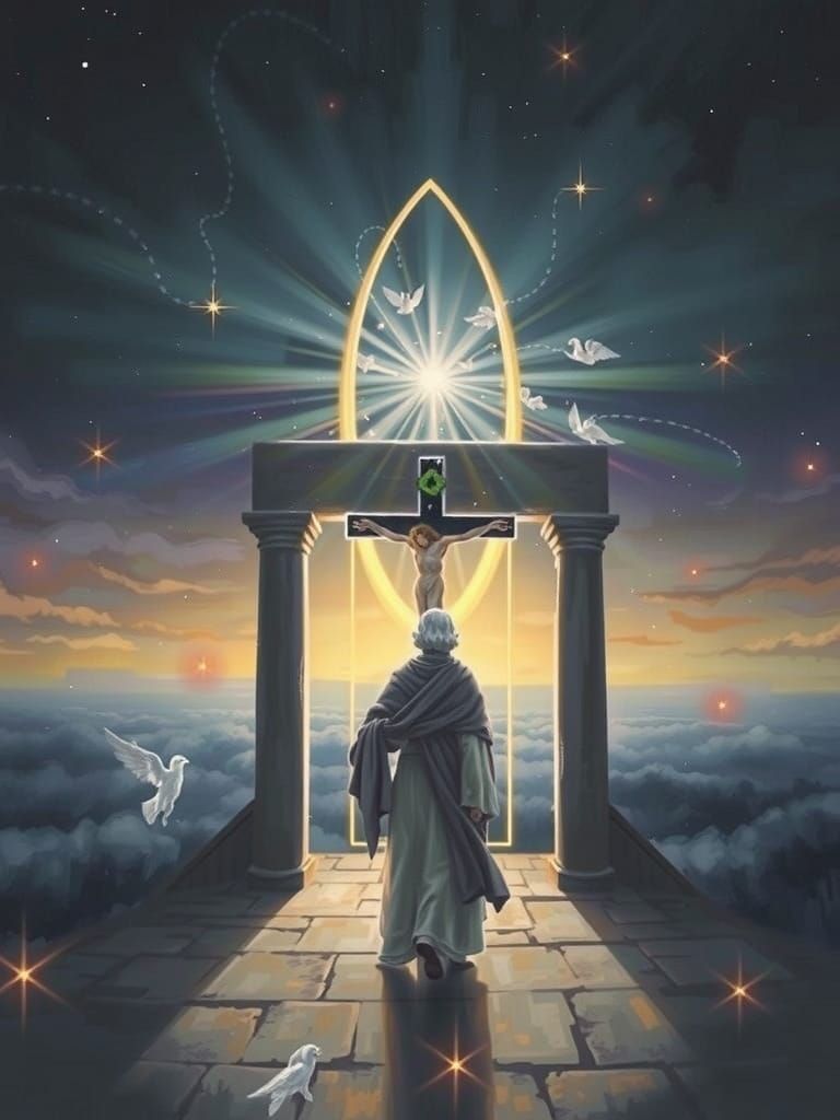 Ethereal Ascension in Golden Light