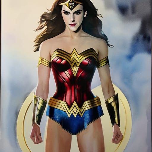 Emma Watson as Wonder Woman in Watercolor
