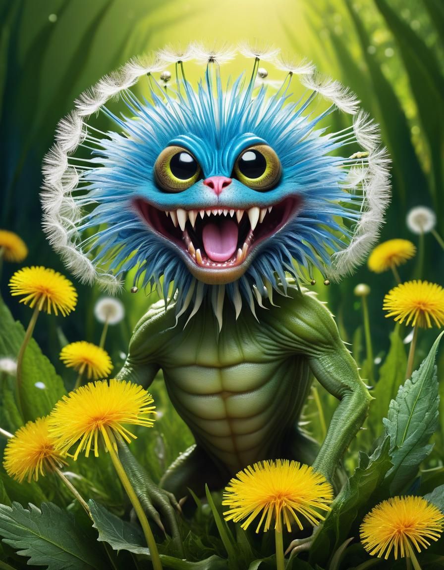 Hyperrealistic Dandelion Monster Army Overtakes Garden
