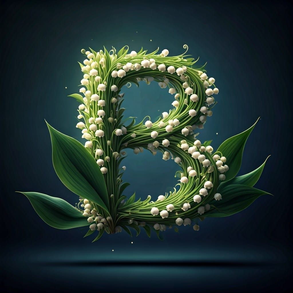 Lily of the Valley Letter B in Fantasy Style