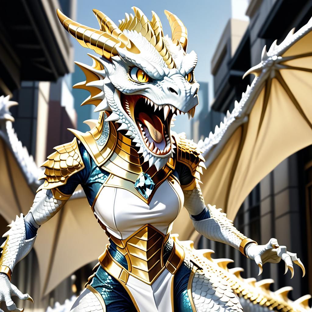 Furious Dragon Woman in Anime Art Style