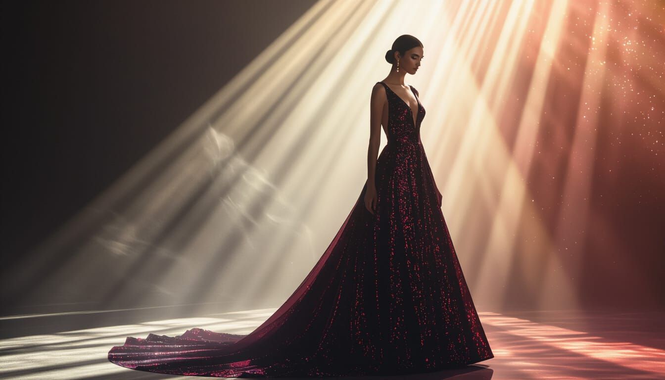 Woman in Light Beams: Dramatic Painterly Art