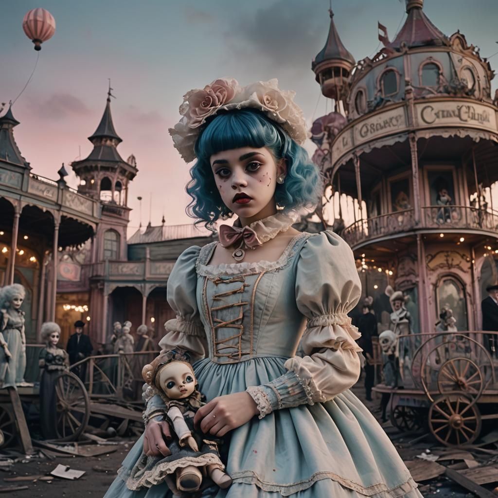 Crybaby at Abandoned Carnival: Surreal Matte Painting