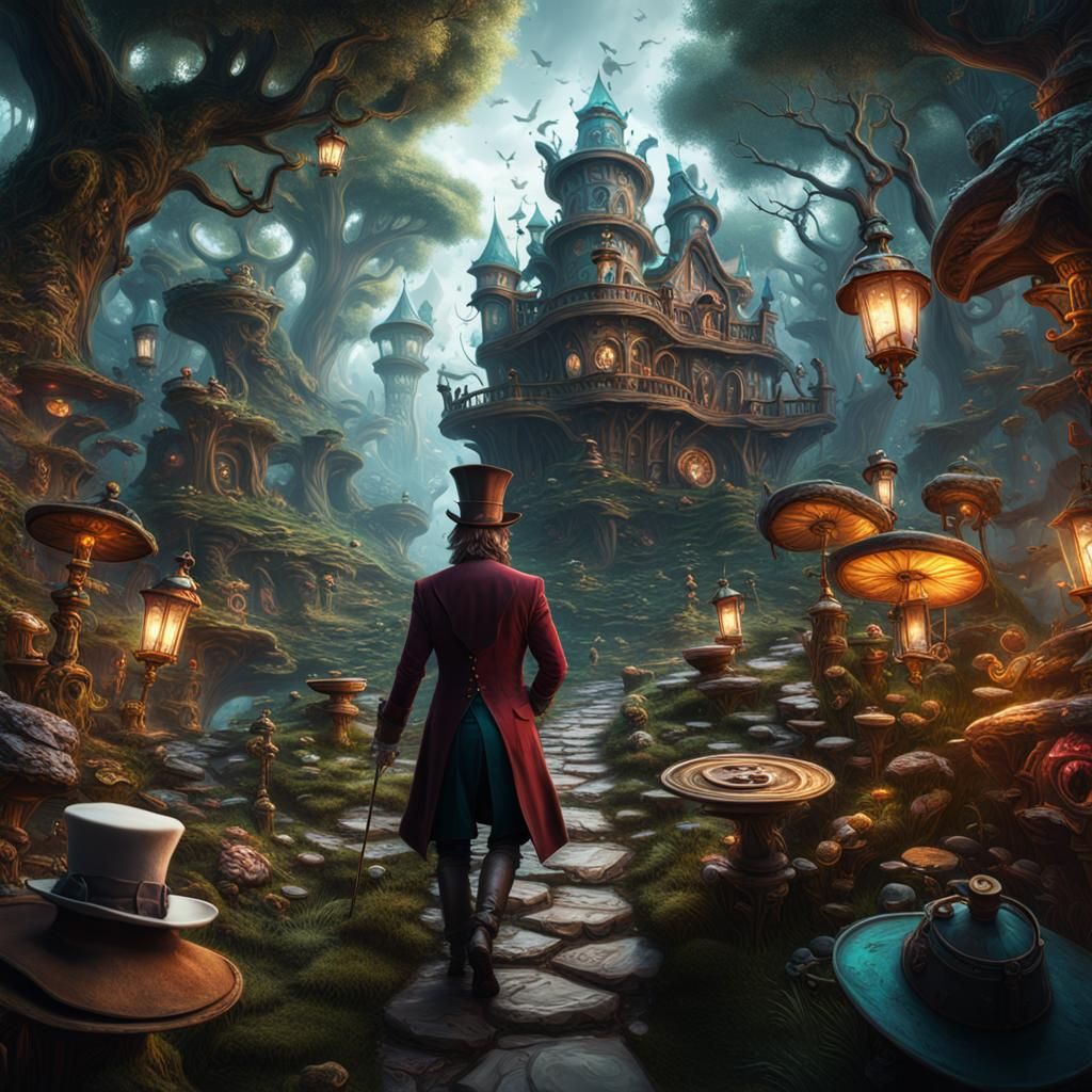 The Hatter in Wonderland: Detailed Matte Painting