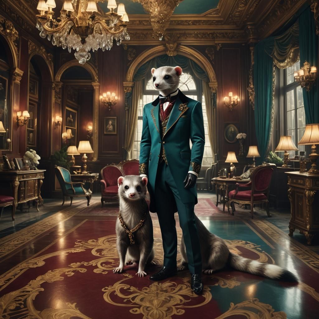 Dapper Ferret in Versace Suit, Digital Art