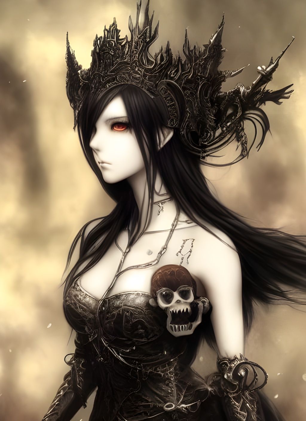 Dark Princess Portrait in Anime Style
