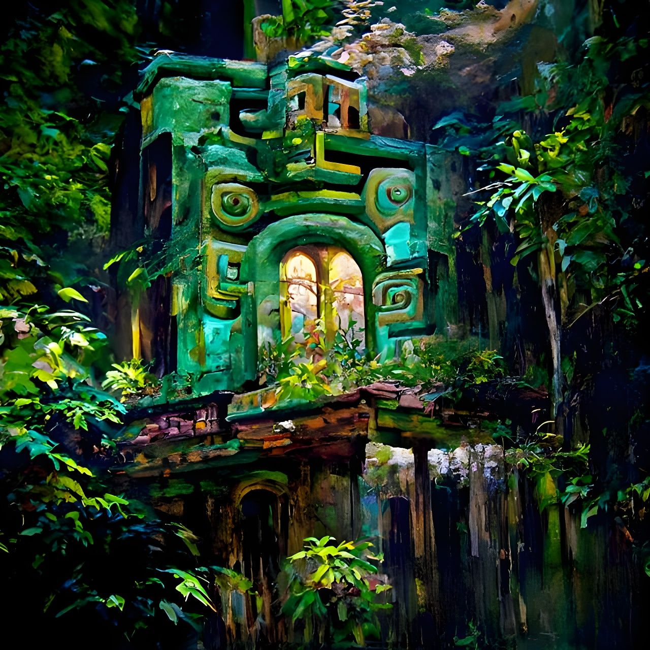 Lush Mayan Jungle Palace in Realist Style