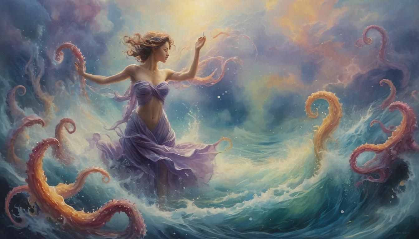 Emotional Figure in Vibrant Watercolor Mist