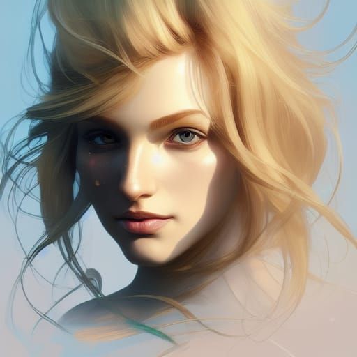 Blonde Dahlia Portrait in Hyperdetailed Splash Art Style