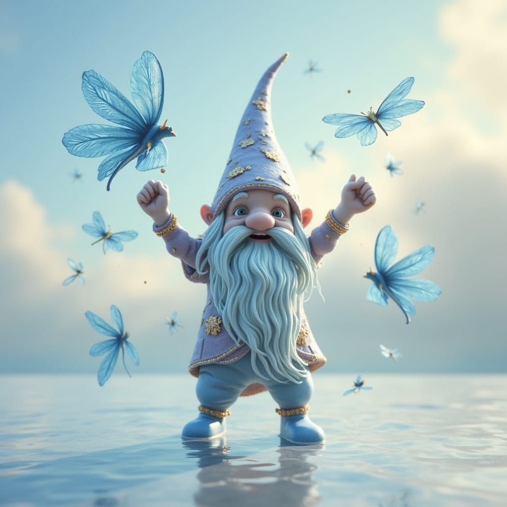 Whimsical Gnome in Porcelain Attire