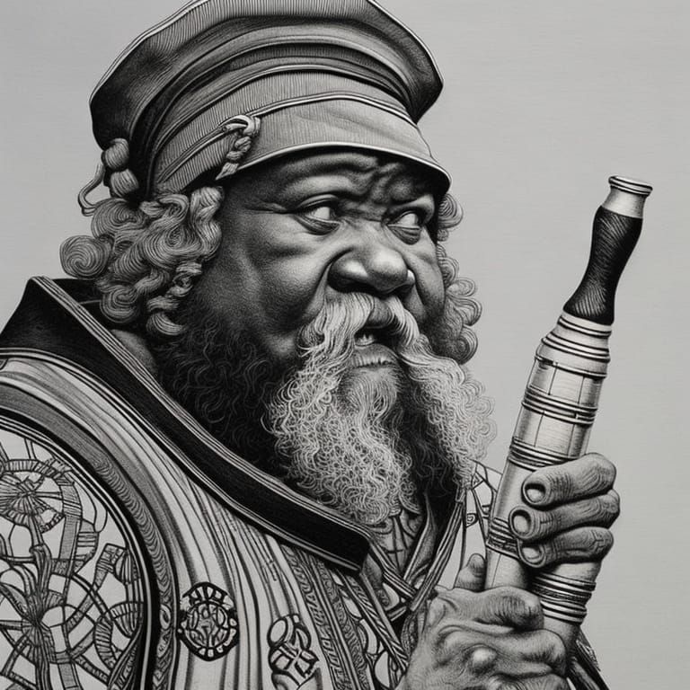 Dwarf Minstrel Sketch in Rembrandt Style