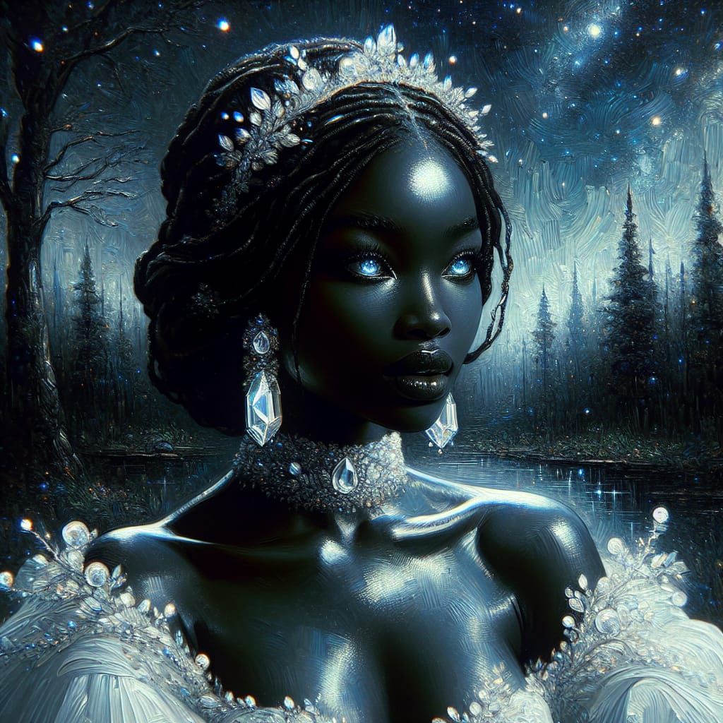 Dramatic Portrait of Woman in White Dress