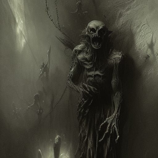 Eerie Shadow Creature in Gothic Horror Style