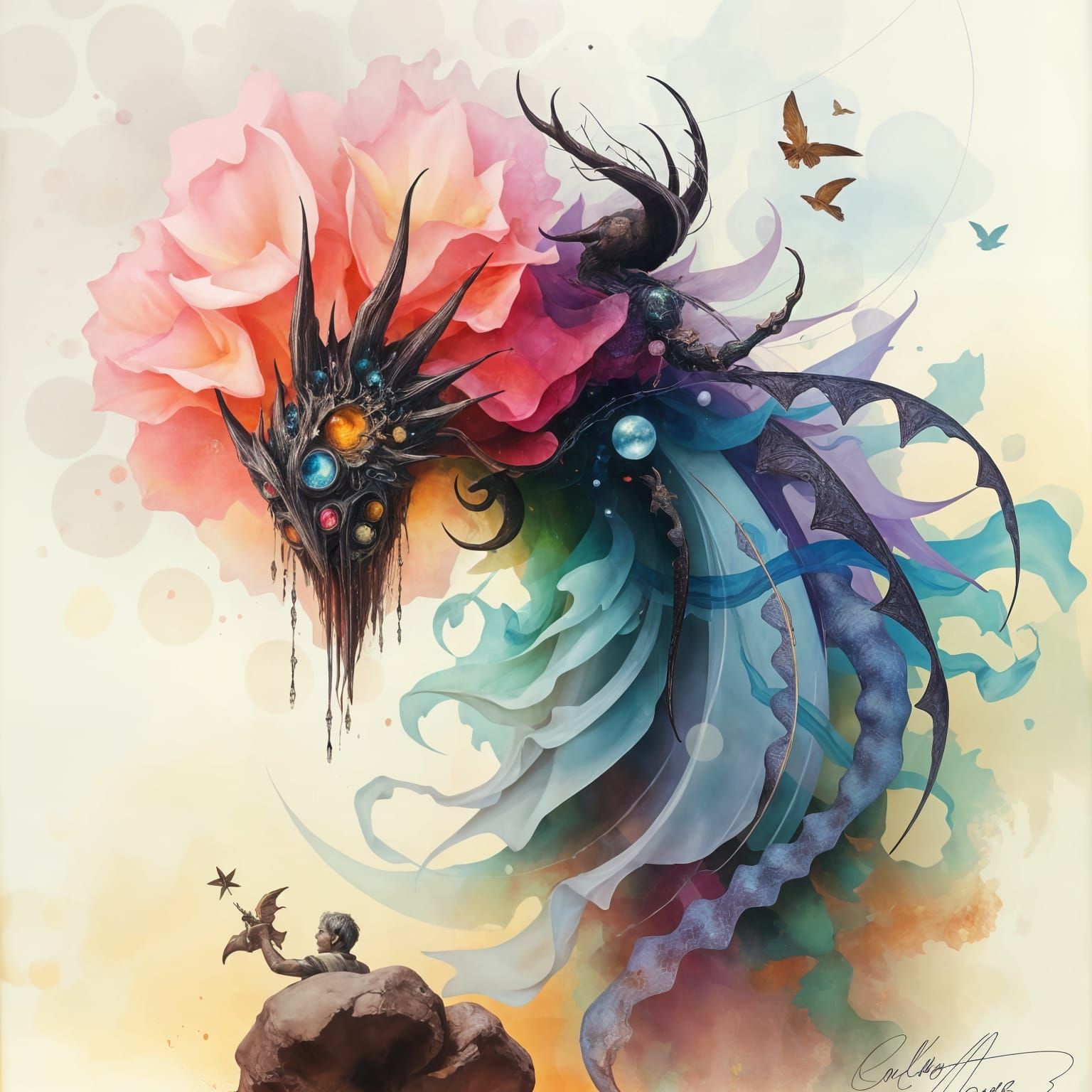 Mystical Collage in Airbrush Dadaism Style