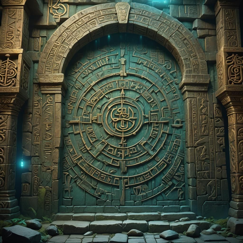 Mystical Inscription on Ancient Temple Wall