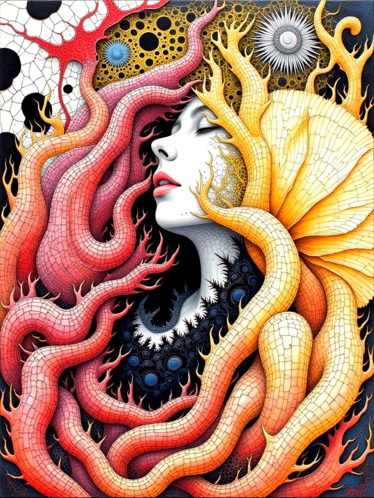 Intricate Orchid Macro with Baby Nestled Inside