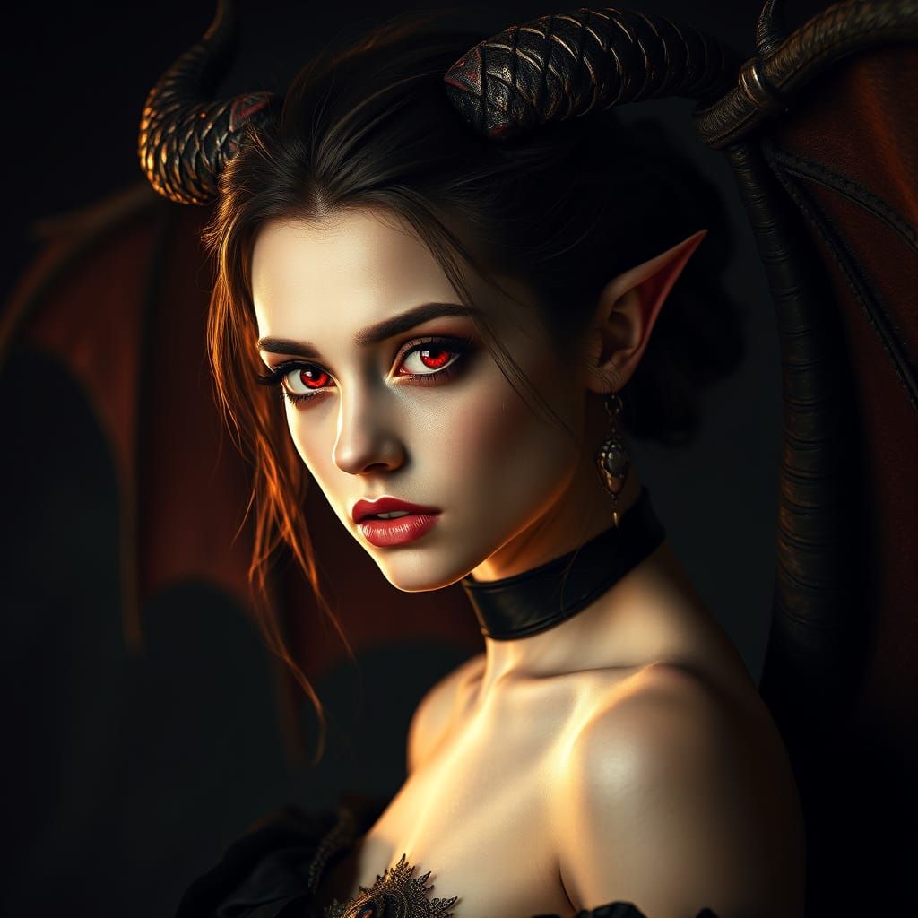 Dark Elegance Vampire Goddess in Moody, Cinematic Style