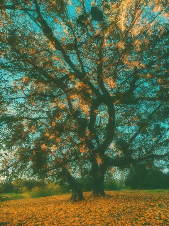 Intricate Tree Canopy Silhouetted Against Bright Sky