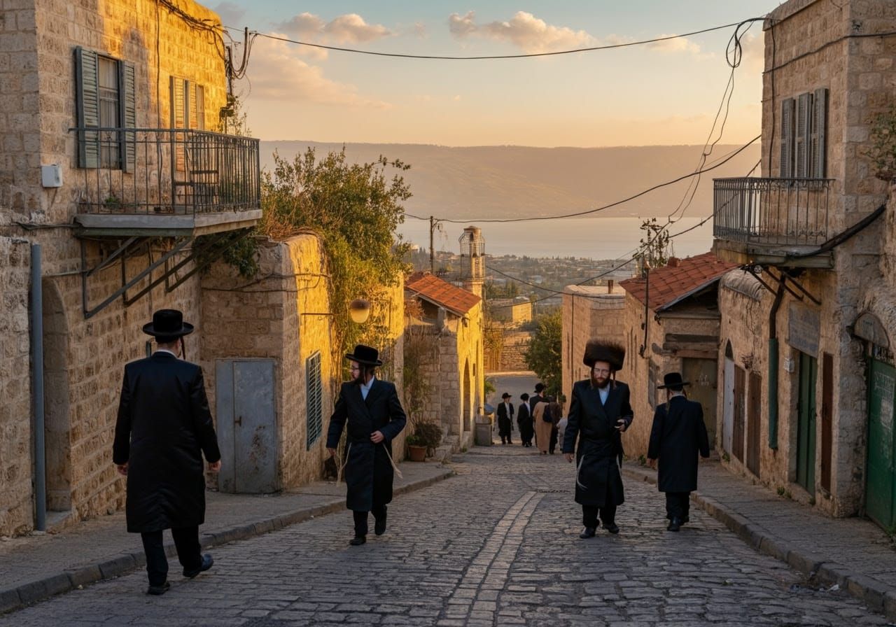 Sunset Scene in Safed with Majestic Sea of Galilee