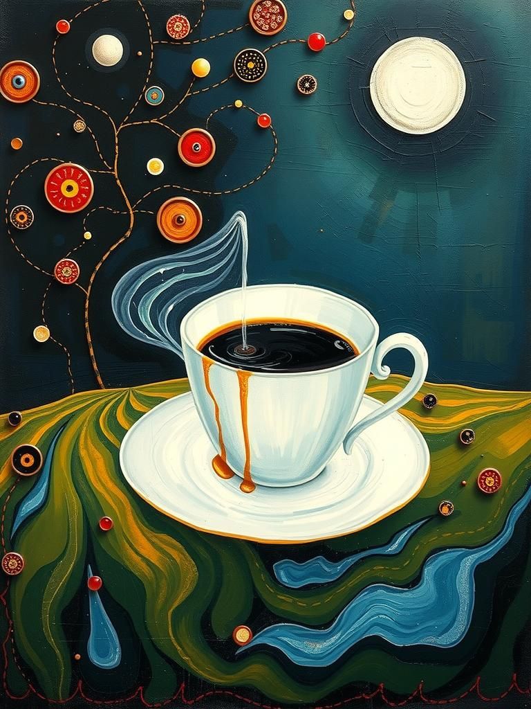 The Last Coffee: Abstract Naive Art Resin Cast