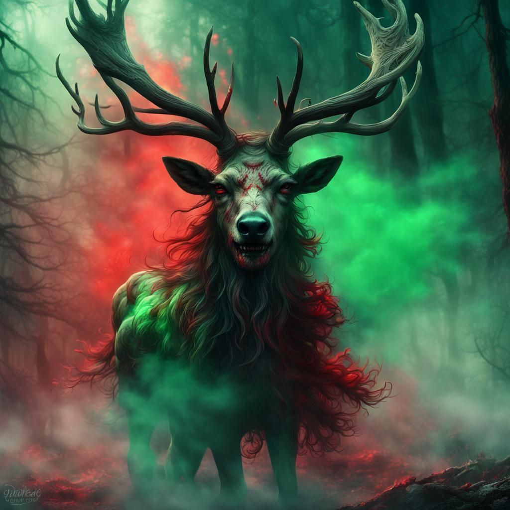 Undead Reindeer Aura in Dreamlike Fantasy Art