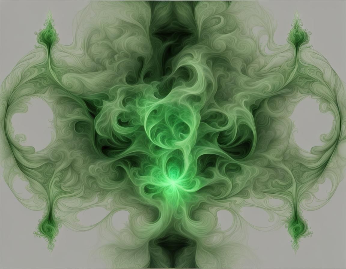 Arcane Symbols and Fractal Spell with Green Smoke