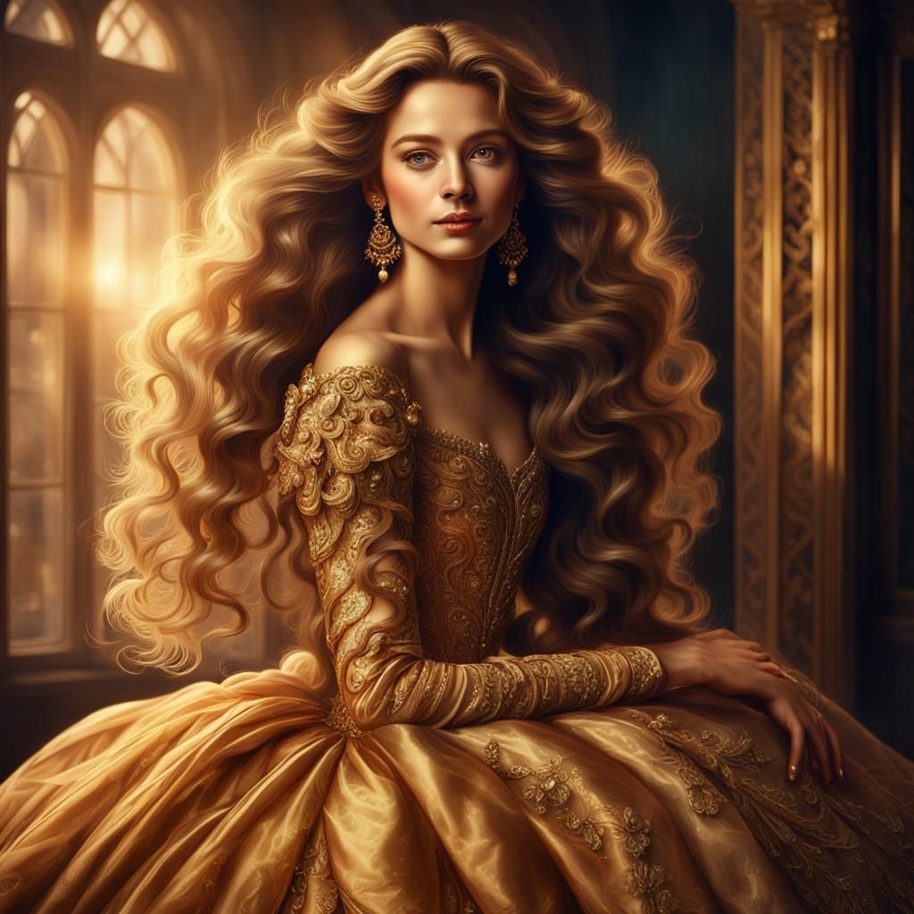 Beautiful Woman in Ball Gown: Digital Portrait