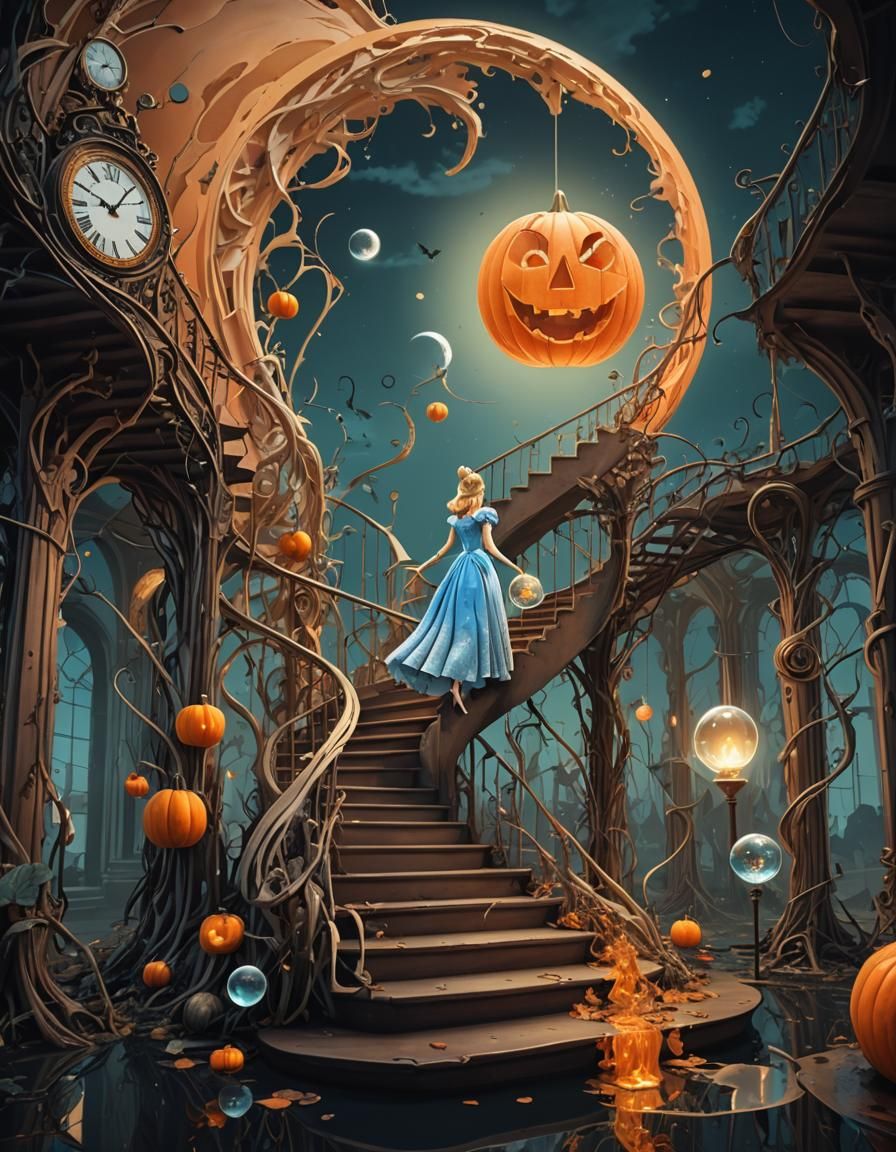 Cinderella's Surreal Dreamscape in Digital Art