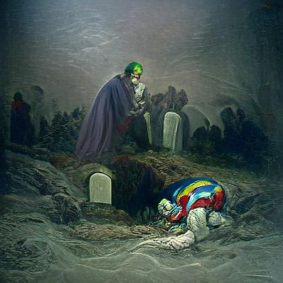 Joker's Grief: A Dark Homage in Horror Style
